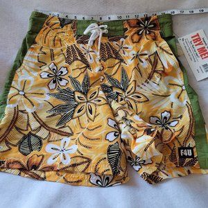 Fit4U Man UR Beach Boxers Size Medium‎ Swim Floral UPF 40+ Quick Dry Soft